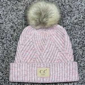 Girls CC Winter Hat with Pompom